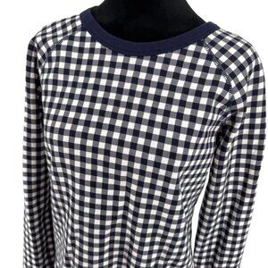 Draper James Gingham Check Sweatshirt Womens Size M Long Sleeve Pullover Sweater